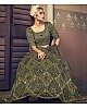 Olive green net sequence embroidered work party wear lehenga choli