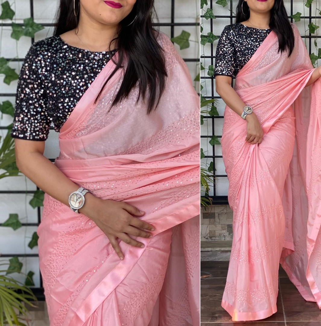 EKKTARA Saree For Women Peach Colour Soft Linen Saree With Khadi Print –  Ekktara