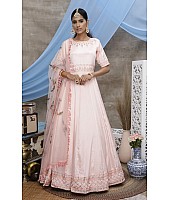 Peach diamond georgette embroidered anakali gown