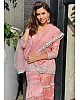 Peach muslin cotton embroidered sharara suit