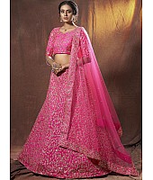 Pink art silk dori work ceremonial lehenga choli