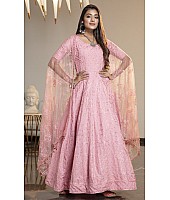 Pink diamond georgette embroidered anarkali gown