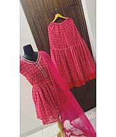 Pink georgette digital print sharara salwar suit