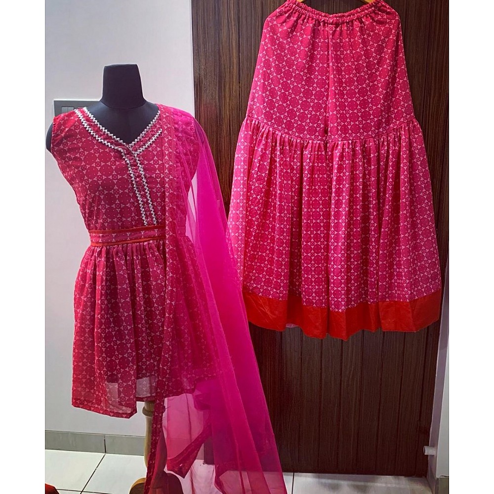 Pink georgette digital print sharara salwar suit