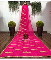 Pink georgette embroidery work saree