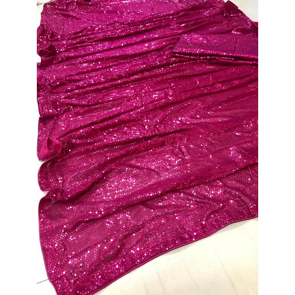 Pink georgette sequence work partywear saree