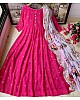 Pink heavy georgette embroidered digital printed work party wear gown