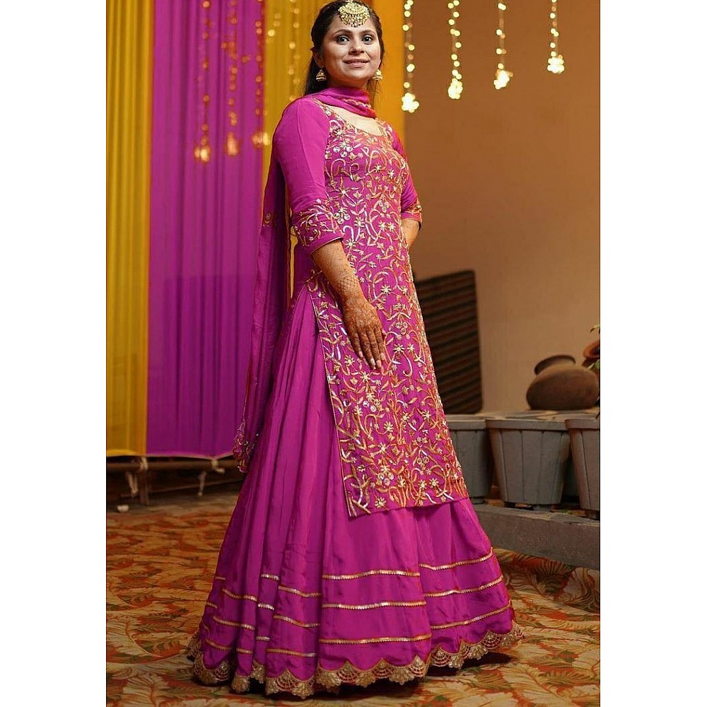 Pink heavy georgette fully embroidered party wear lehenga choli