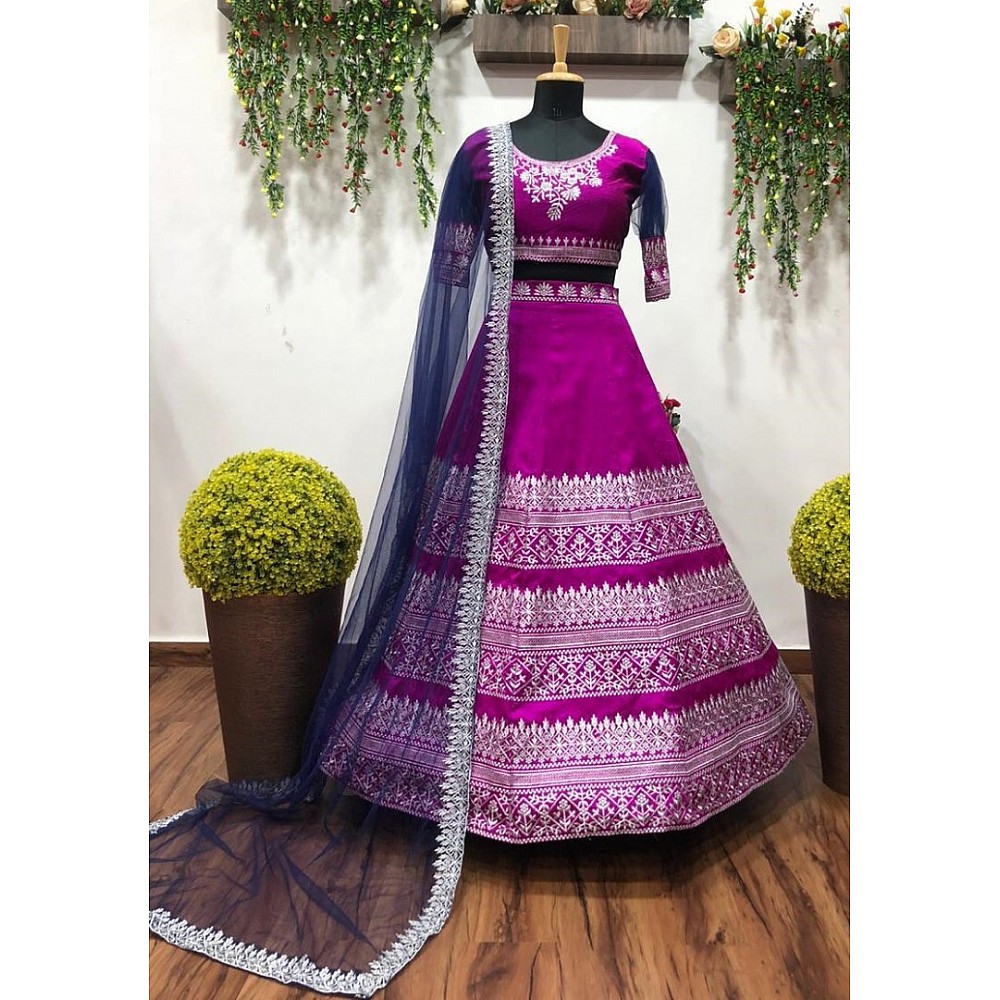 Pink malbari silk heavy embroidered wedding lehenga choli