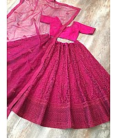 Pink net glitter zari embroidery work lehenga choli