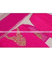 Pink nylon mono net sequence pearl rivet work salwar suit