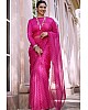 Pink organza silk digital printed work fancy saree
