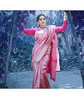 Pink silk zari weaving ceremonial saree