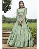 Pista green cotton embroidered sequence  anarkali gown 