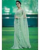 Pista green mono net thread embroidered saree
