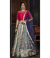 Pista green rayon sequence embroidered party wear lehenga choli