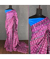 Purple italian finished cotton silk digital printed work saree