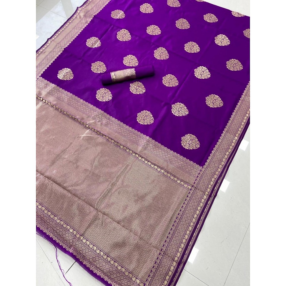 Purple lichi silk jacquard work wedding saree