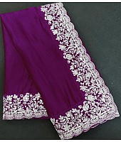 Purple rangoli georgette silk fancy thread work ceremonial saree