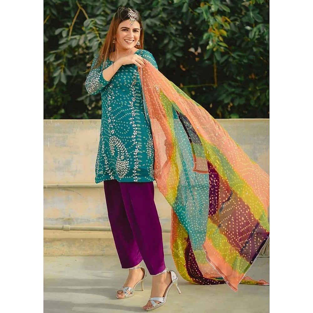 Rama georgette bandhni print embroidered salwar suit