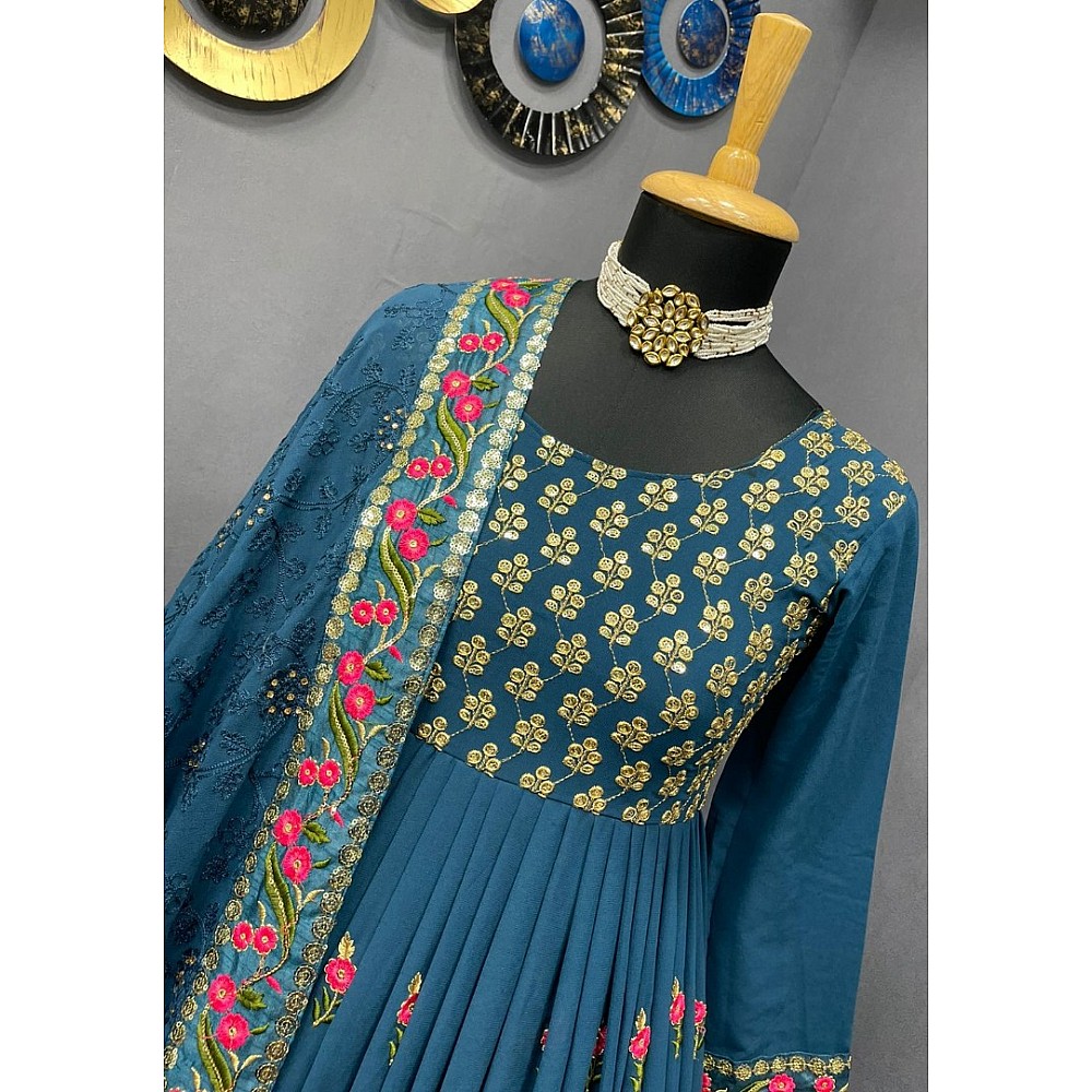 Rama georgette embroidered long anarkali suit
