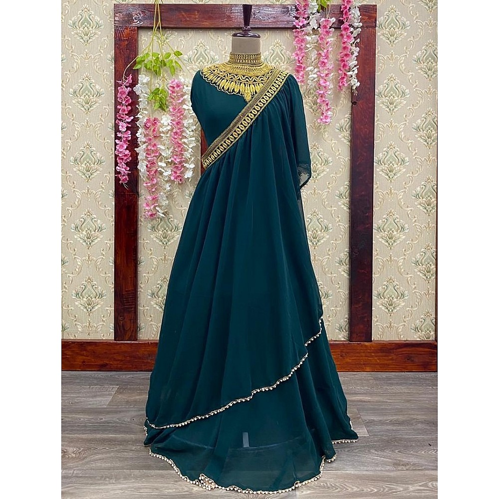 Rama georgette gown with stylist dupatta