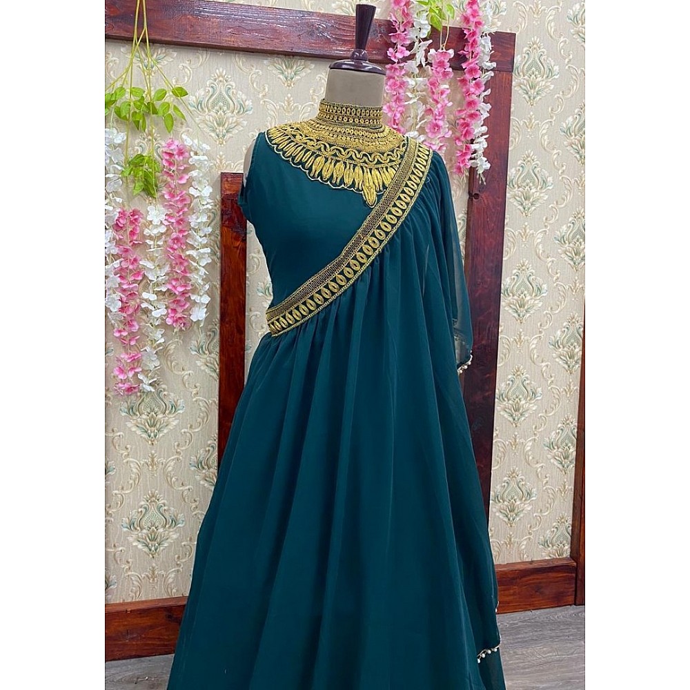 Rama georgette gown with stylist dupatta