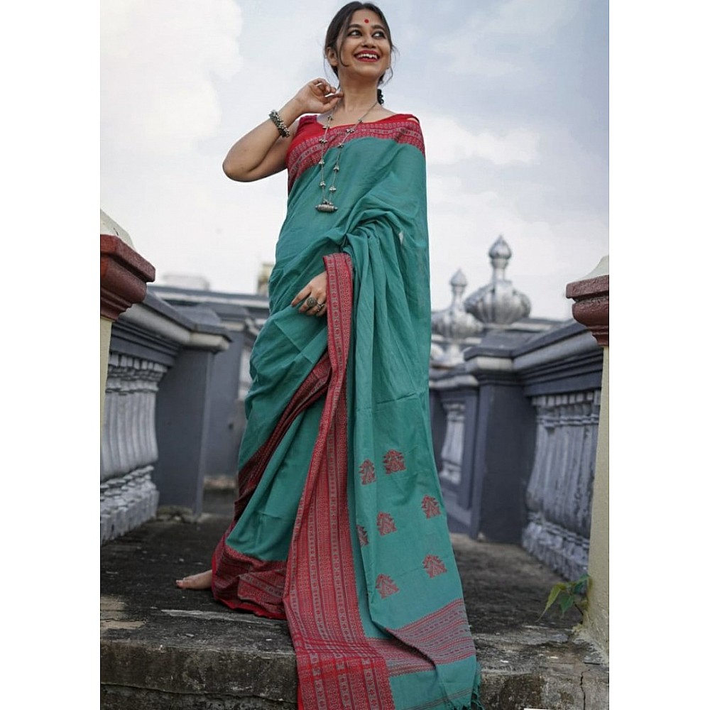 Rama original chanderi linen digital printed work saree