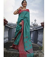 Rama original chanderi linen digital printed work saree