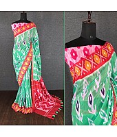 Rama slub linen cotton digital printed work saree