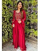 Red georgette embroidered indowestern partywear plazzo suit with shrug