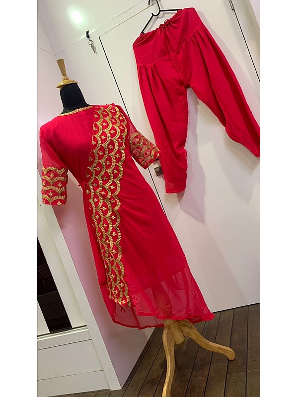 Red Punjabi Patiala Suit With Dupatta For New Brides - Ethnic Race-sieuthinhanong.vn