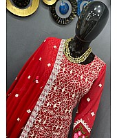 Red georgette embroidered sharara salwar suit