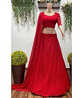 Red georgette embroidered wedding lehenga choli