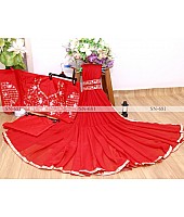 Red georgette fancy thread work partywear saree