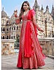 Red georgette printed gown