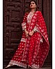 Red heavy georgette embroidered work sharara salwar suit