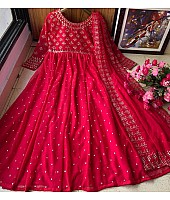 Red heavy georgette fully embroidered work designer gown