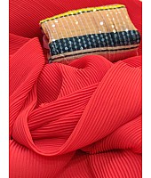 Red heavy georgette pattern work fancy saree