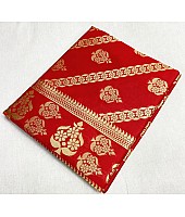 Red lichi silk jacquard weaving work wedding saree