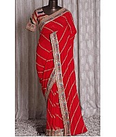 Red soft georgette sequence embroidered work ceremonial saree