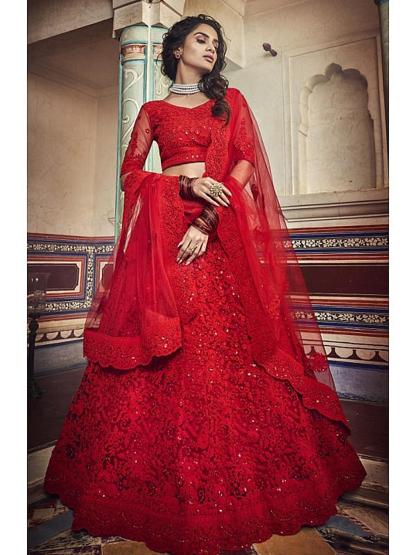 Red soft net sequence work bridal and ...