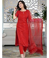 Red thread and sequence work salwar suit