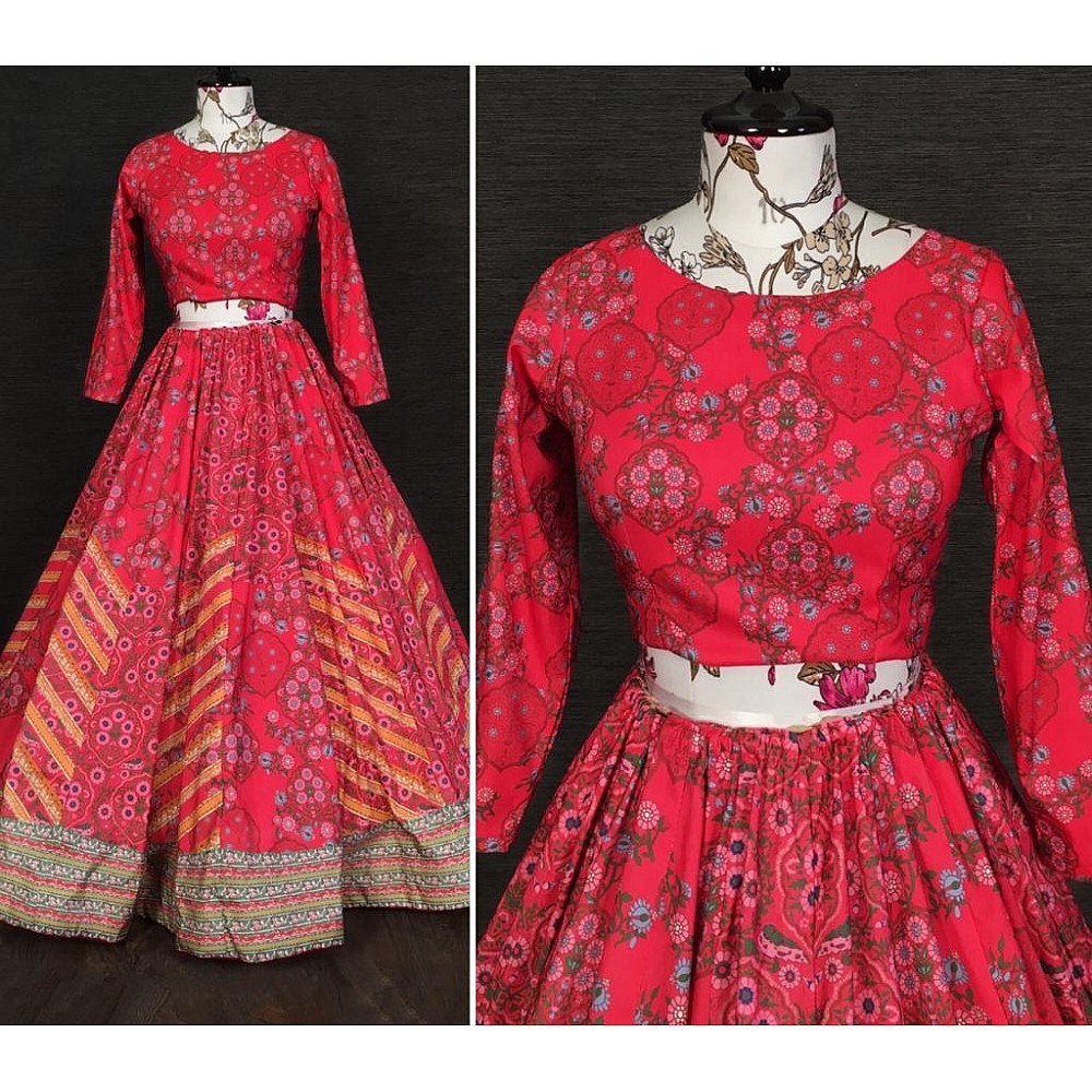 Red vaishali silk digital printed traditional lehenga choli
