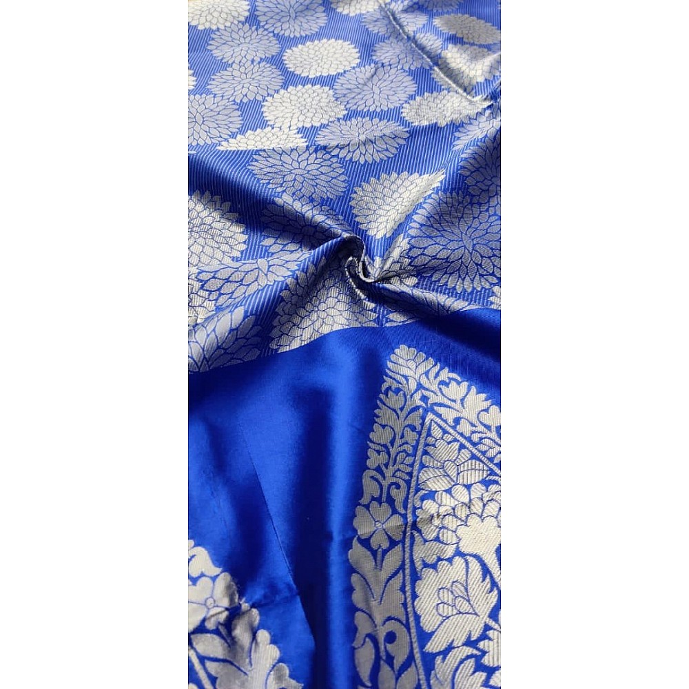 Silk Sarees : Royal blue soft silk silver zari weaving work ...