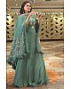 Sea green georgette embroidered indowestern gown