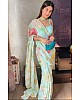 Sea green georgette thread and sequence work saree