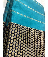 Sky blue soft lichi silk ceremonial saree