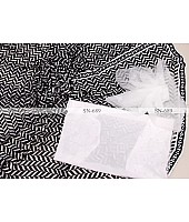 White and black georgette printed saree