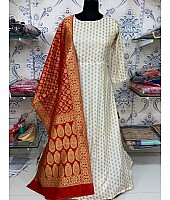 White banarasi jacquard weaving work ceremonial gown